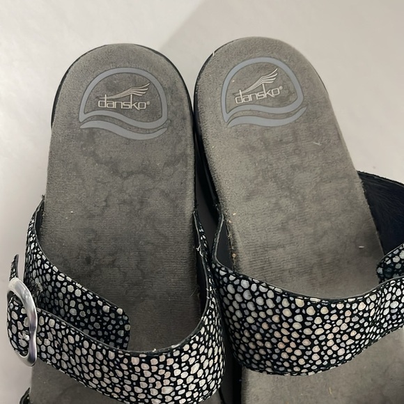 Dansko Sophie Sandals 2 Straps Buckles EU 41 US 11 Black silver dot print - Picture 2 of 6